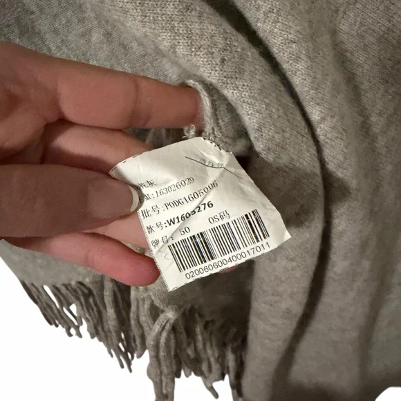 Sundance Cashmere Fringe Homefire Gray Knit Sweater Poncho Wrap One Size - Picture 5 of 8